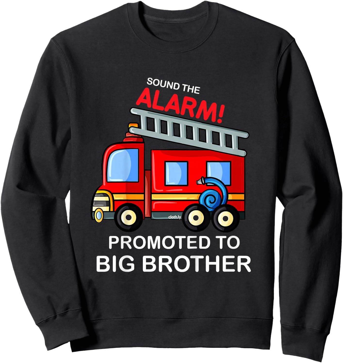 Kids Promoted to Big Brother Shirt Firetruck Sweatshirt - Sweatshirt | Black