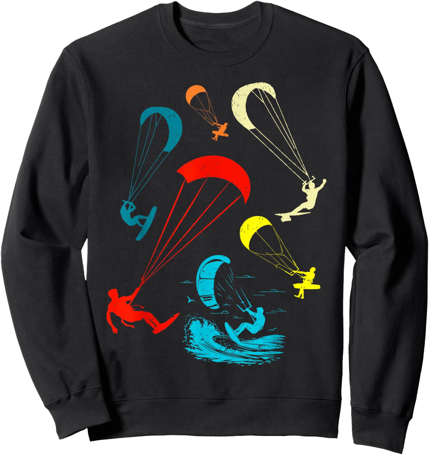 Retro Kitesurfing Kiteboard Kiteboarding Kiteboarder Men Sweatshirt - Sweatshirt | Black