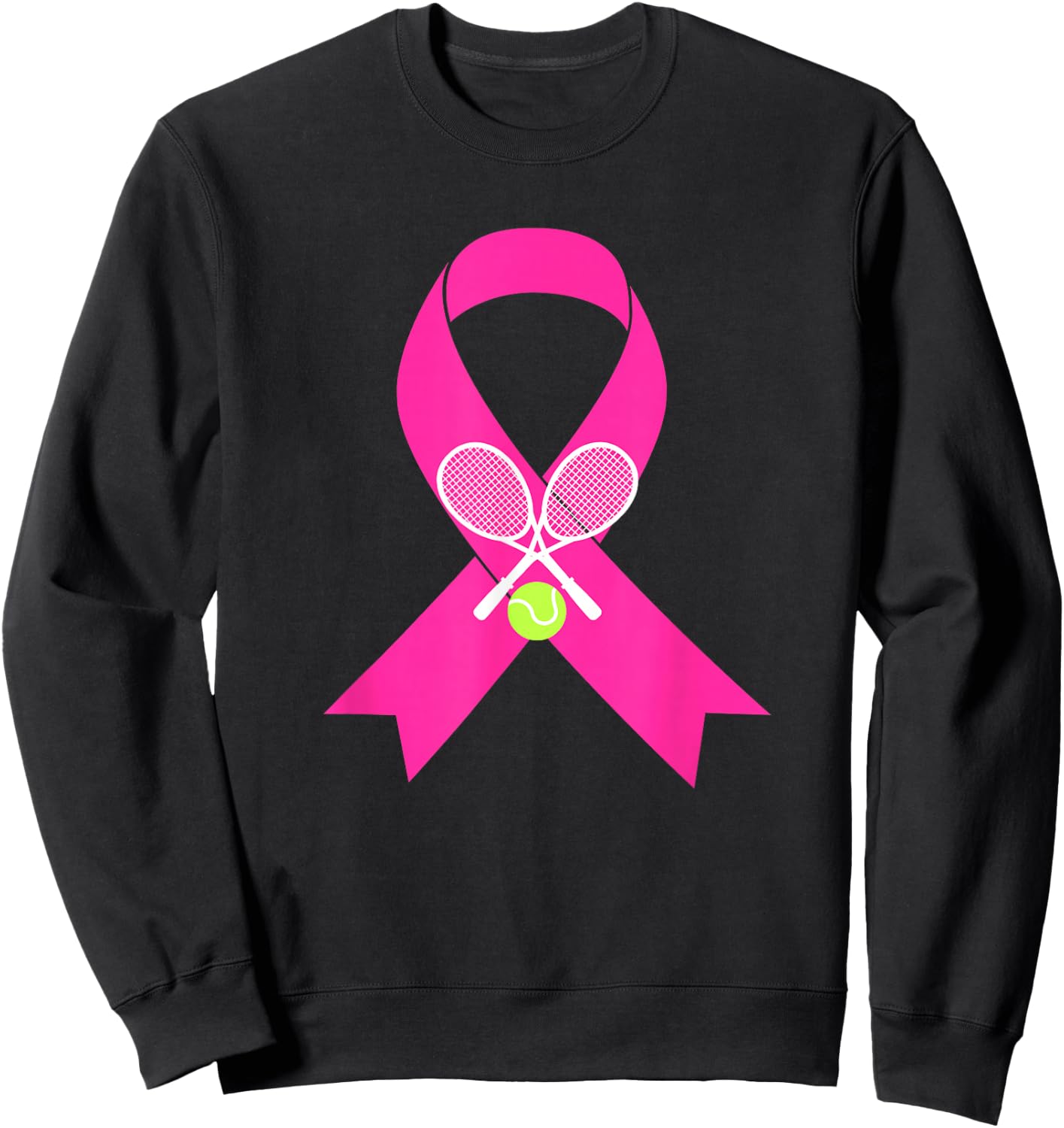Tennis Breast Cancer Awareness Pink Ribbon Sweatshirt - Sweatshirt | Black