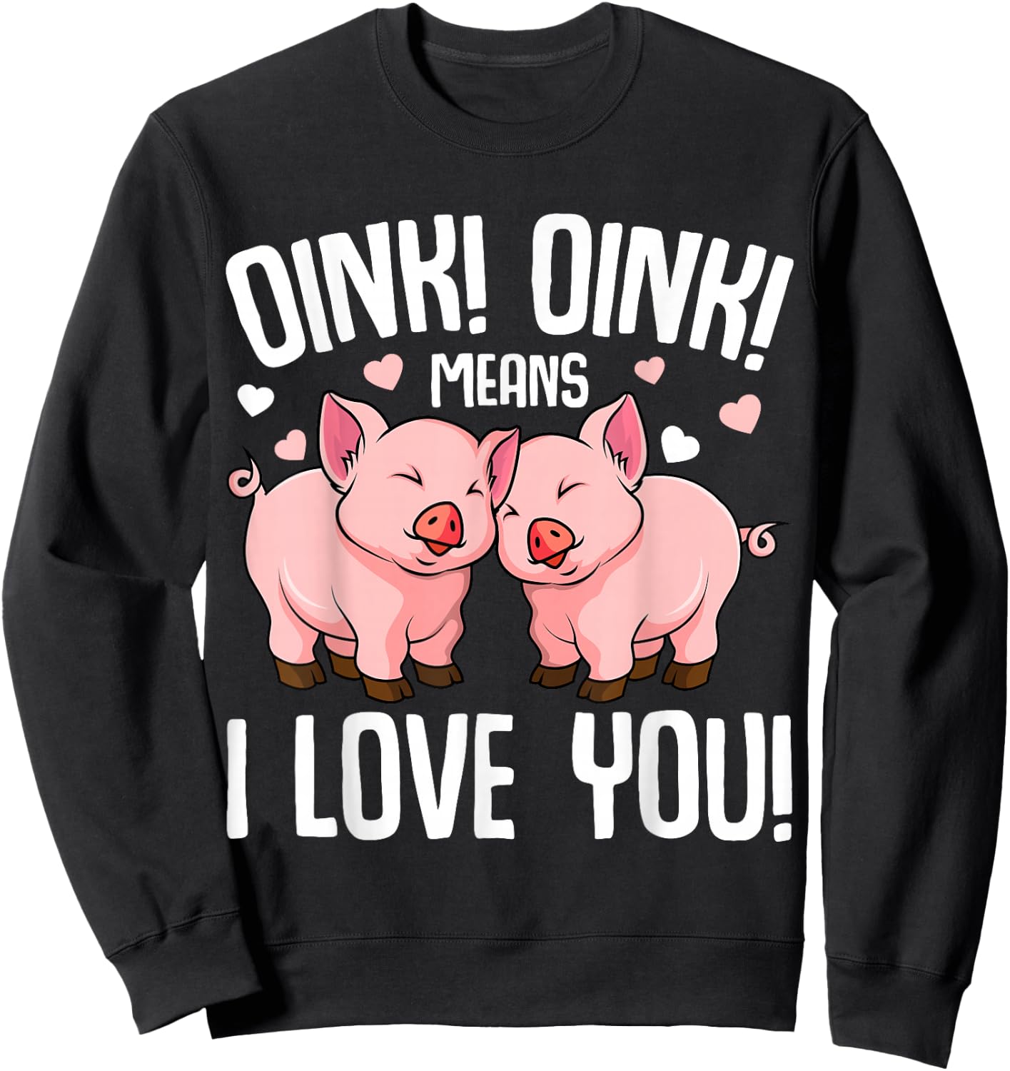 Pig Oink Women Kids Girls Sweatshirt - Sweatshirt | Black