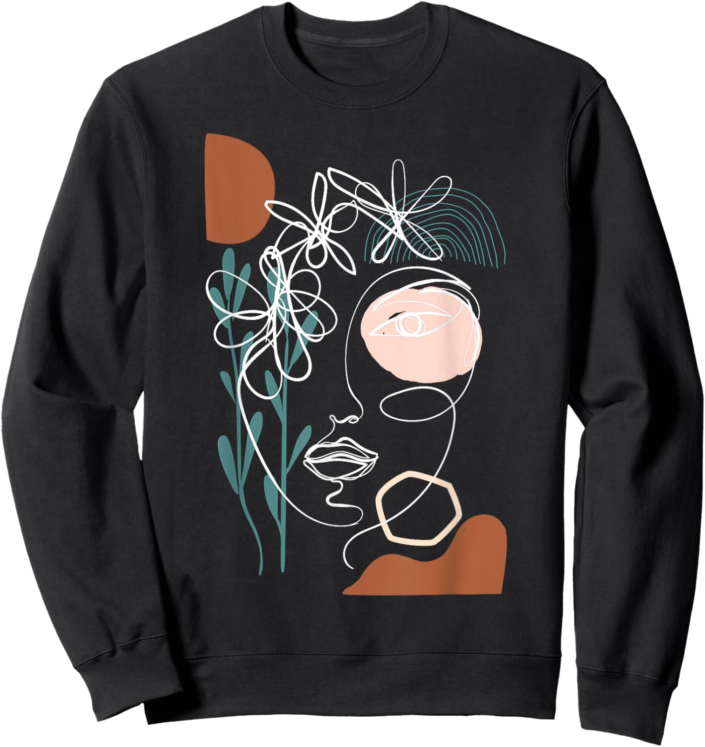 Line Art Face Abstract Art One Line Minimal Sweatshirt - Sweatshirt | Black