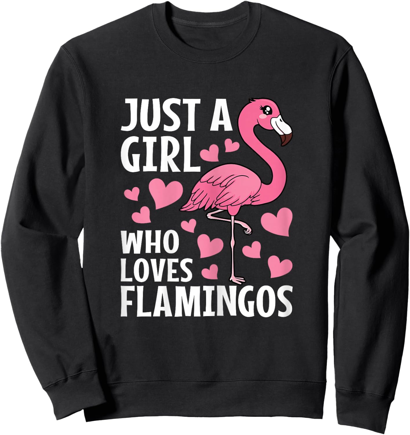Just A Girl Who Loves Flamingos Cute Flamingo Lover Girls Sweatshirt - Sweatshirt | Black