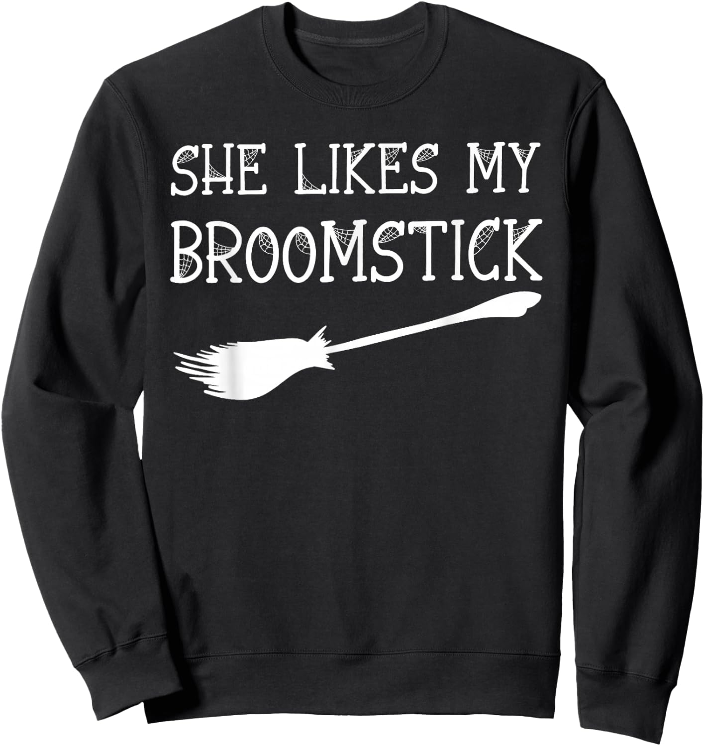 I Love Her Pumpkins I Love His Broomstick Halloween Couples Sweatshirt - Sweatshirt | Black