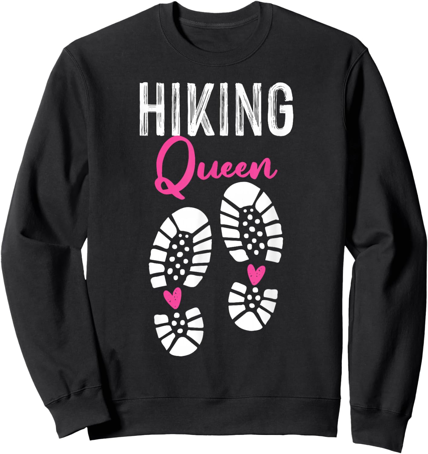 Funny Female Pink Hiker Hiking Queen Heart Sweatshirt - Sweatshirt | Black