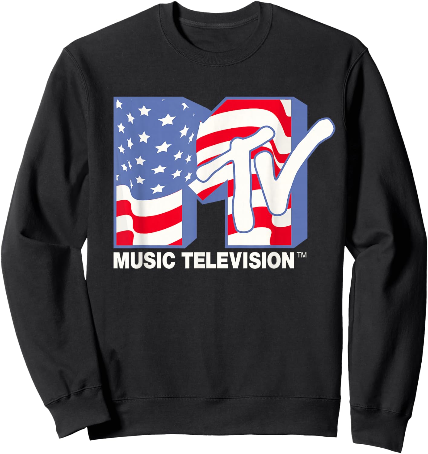 MTV Americana Flag Logo Sweatshirt - Sweatshirt | Black