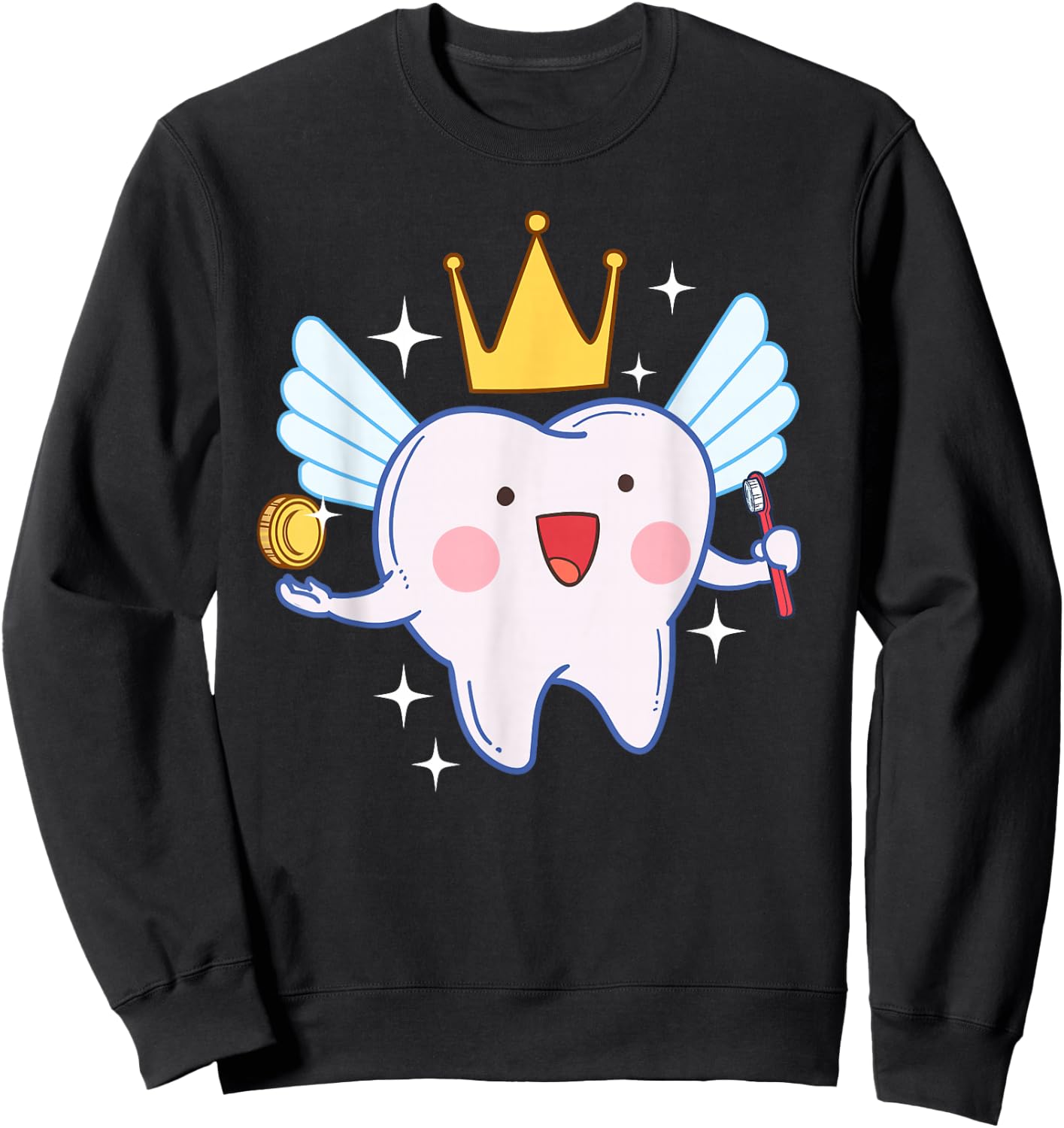 Tooth Fairy Funny Magical Dental Kids Gift Shirt Sweatshirt - Sweatshirt | Black