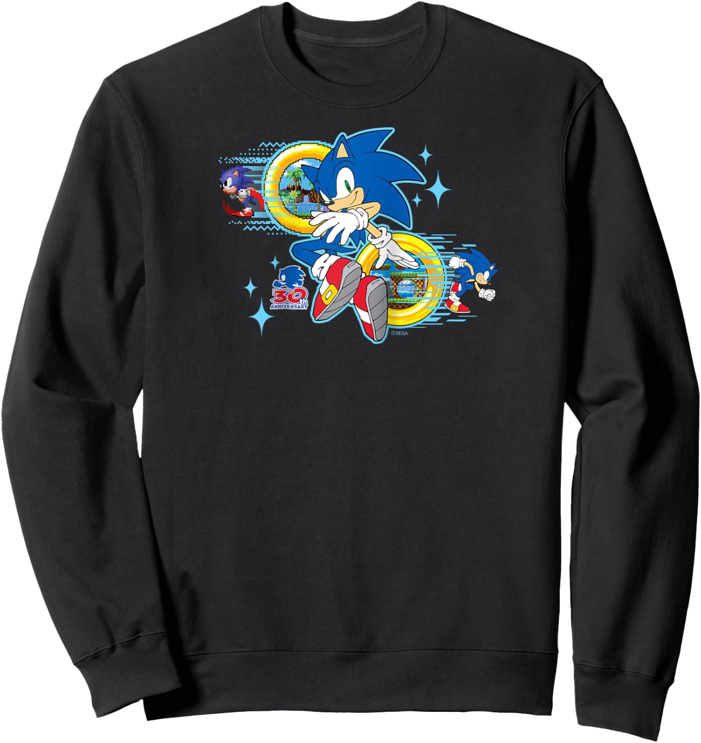 Sonic the Hedgehog's 30th Anniversary Raglan Baseball Sweatshirt - Sweatshirt | Black