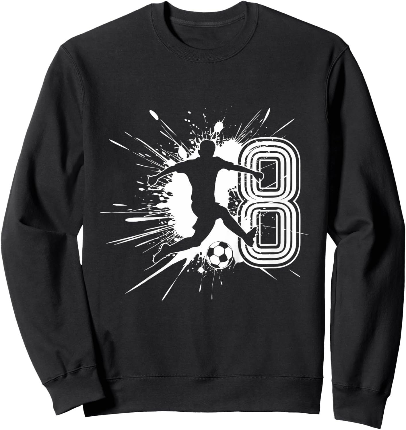 Kinder 8. Geburtstag Junge 8 Jahre Fussballer Fussball Geburtstags Sweatshirt - Sweatshirt | Black