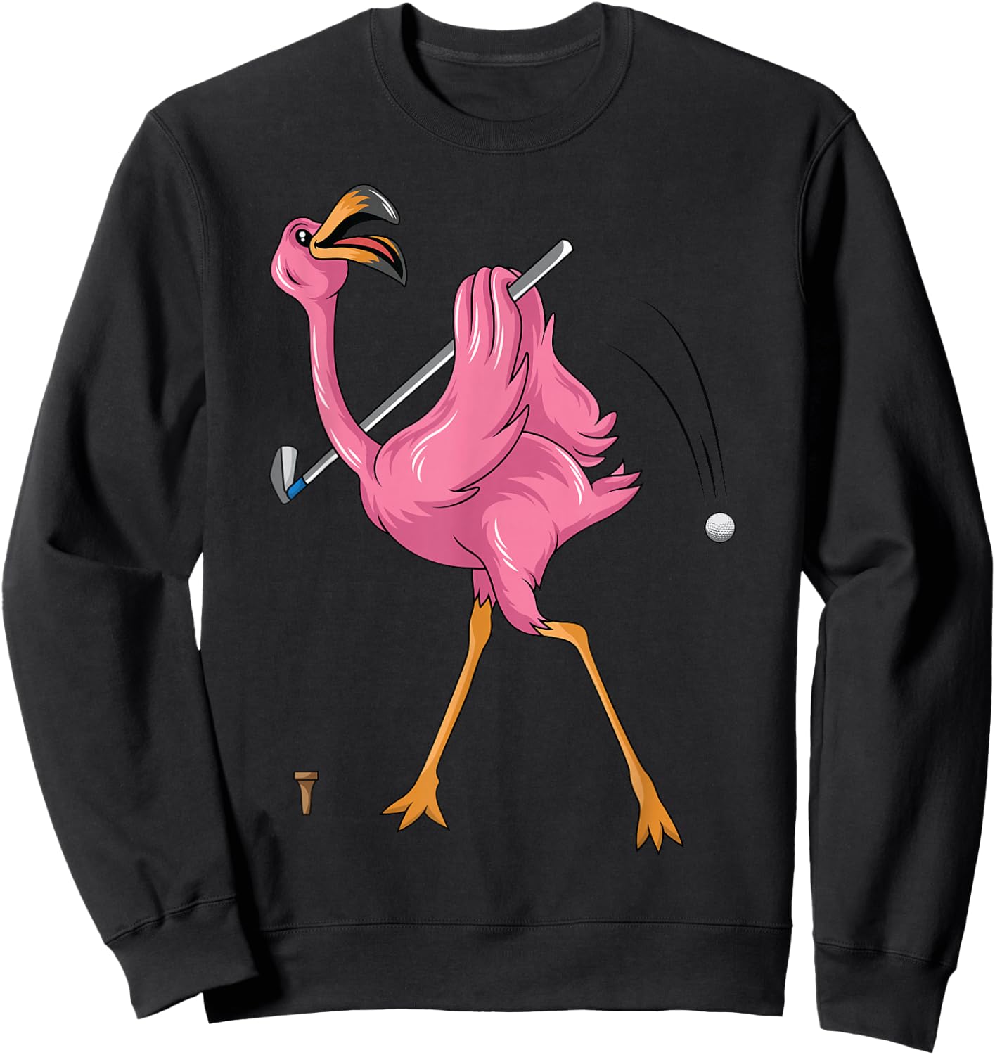 Funny Flamingo Golfing Flamingo Golf Flamingo Playing Golf Sweatshirt - Sweatshirt | Black