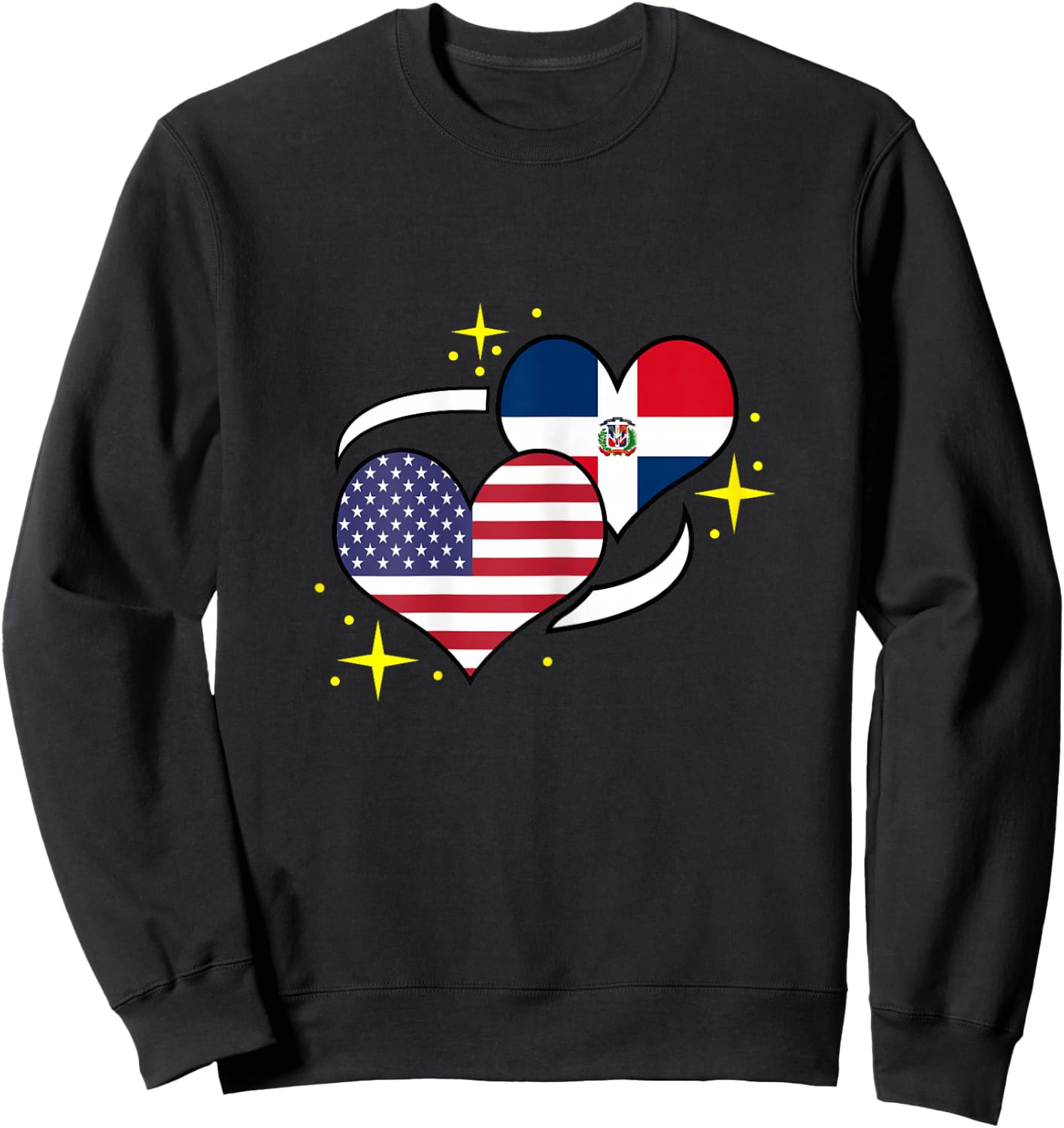 Dominican Republic American Flag Heart Dominican Women Sweatshirt - Sweatshirt | Black