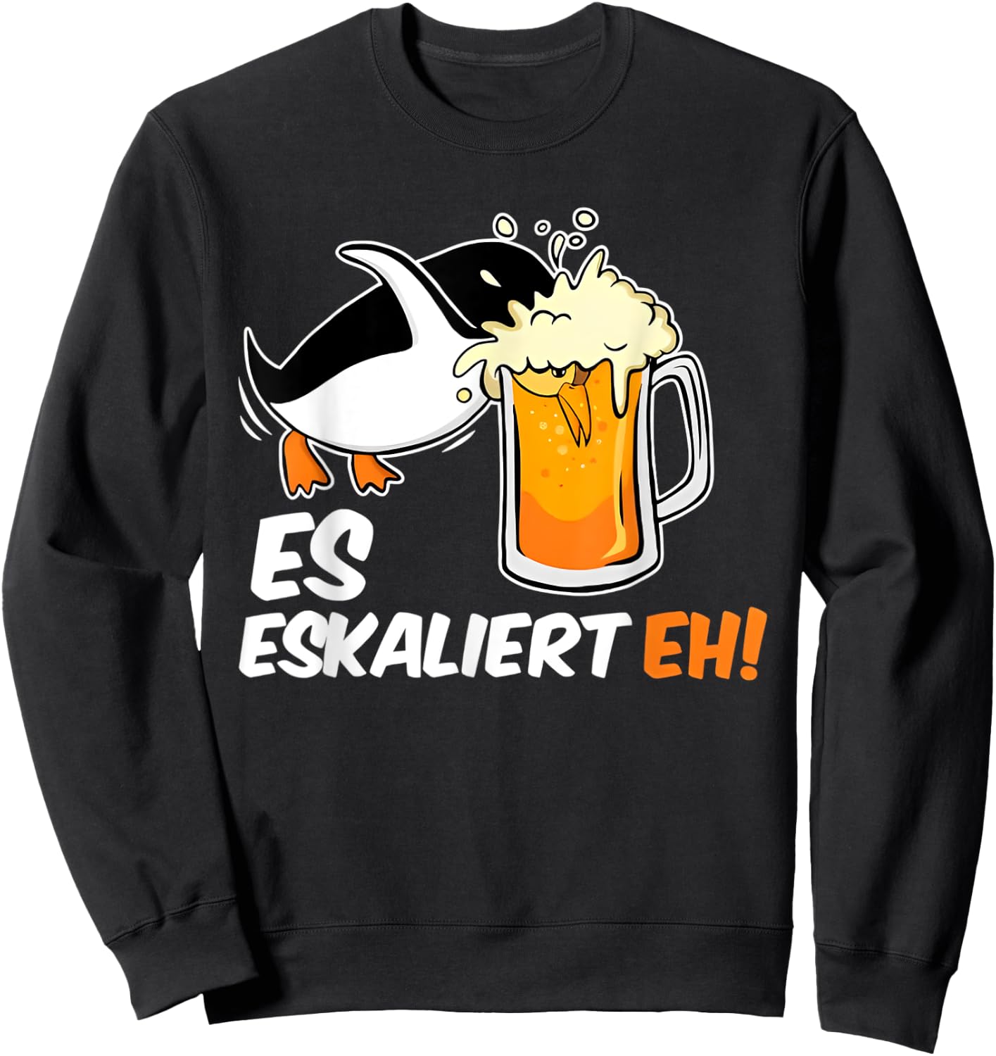 Es Eskaliert Eh! Pinguin Biertrinker Beer Bier Saufen Sweatshirt - Sweatshirt | Black