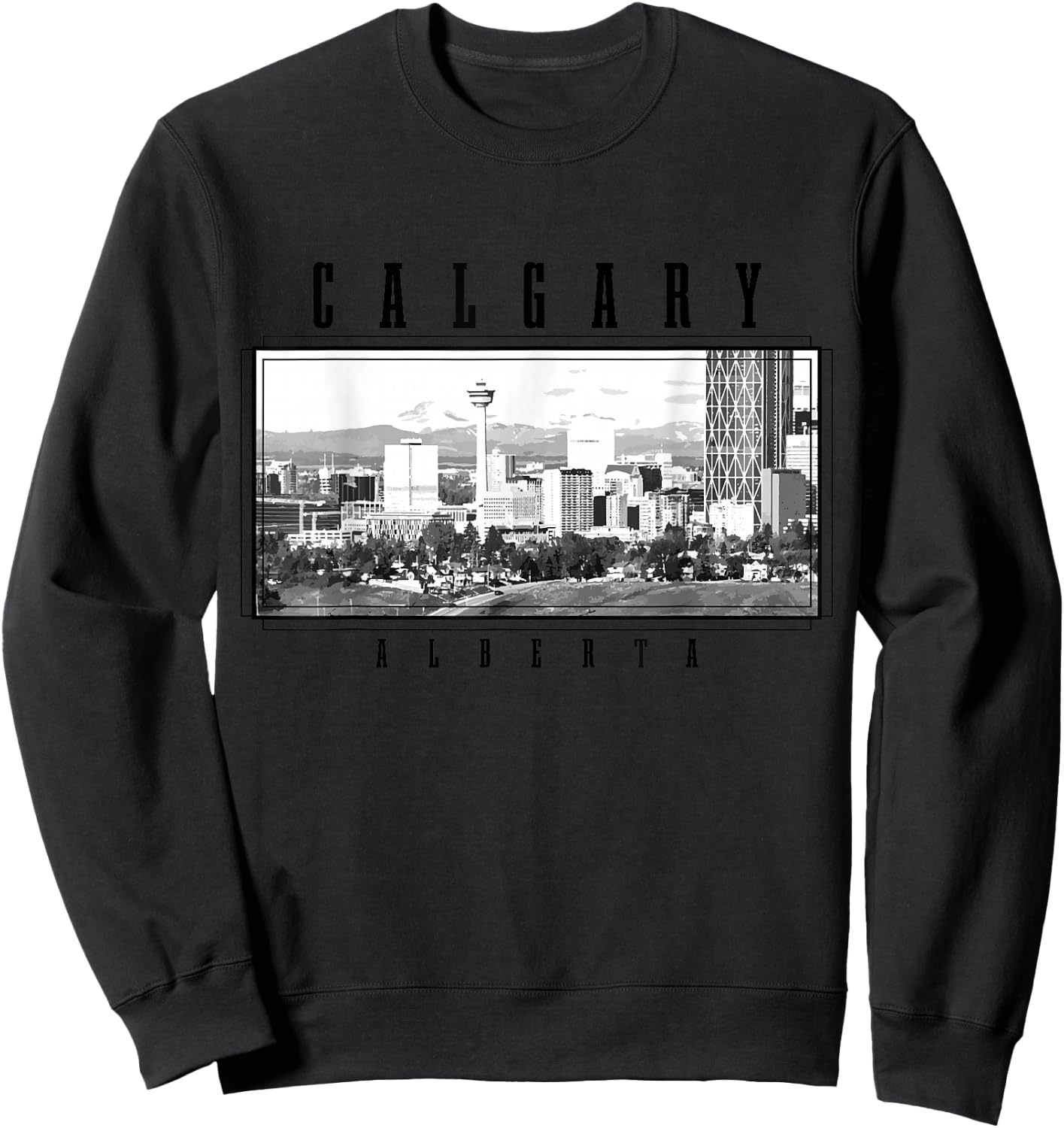 Calgary Alberta Canada Vintage Souvenir Skyline Sweatshirt - Sweatshirt | Black