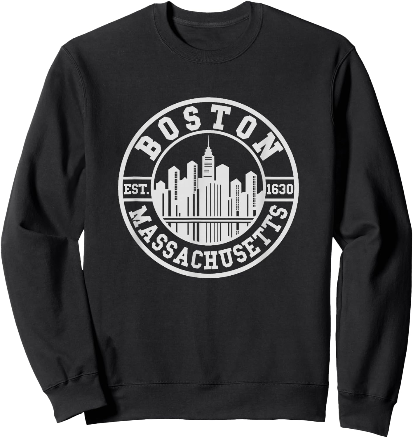 Boston Skyline - Throwback Design - Classic Sweatshirt - Sweatshirt | Black