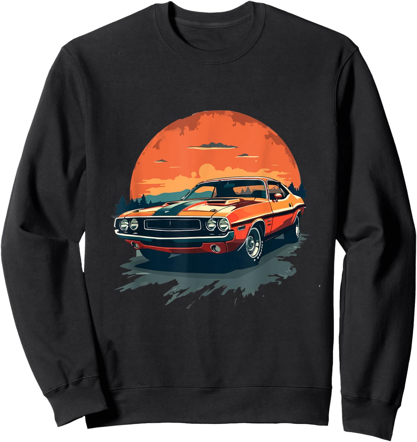 Classic Car , Retro Car , Musclecar Car , black Sweatshirt - Sweatshirt | Black