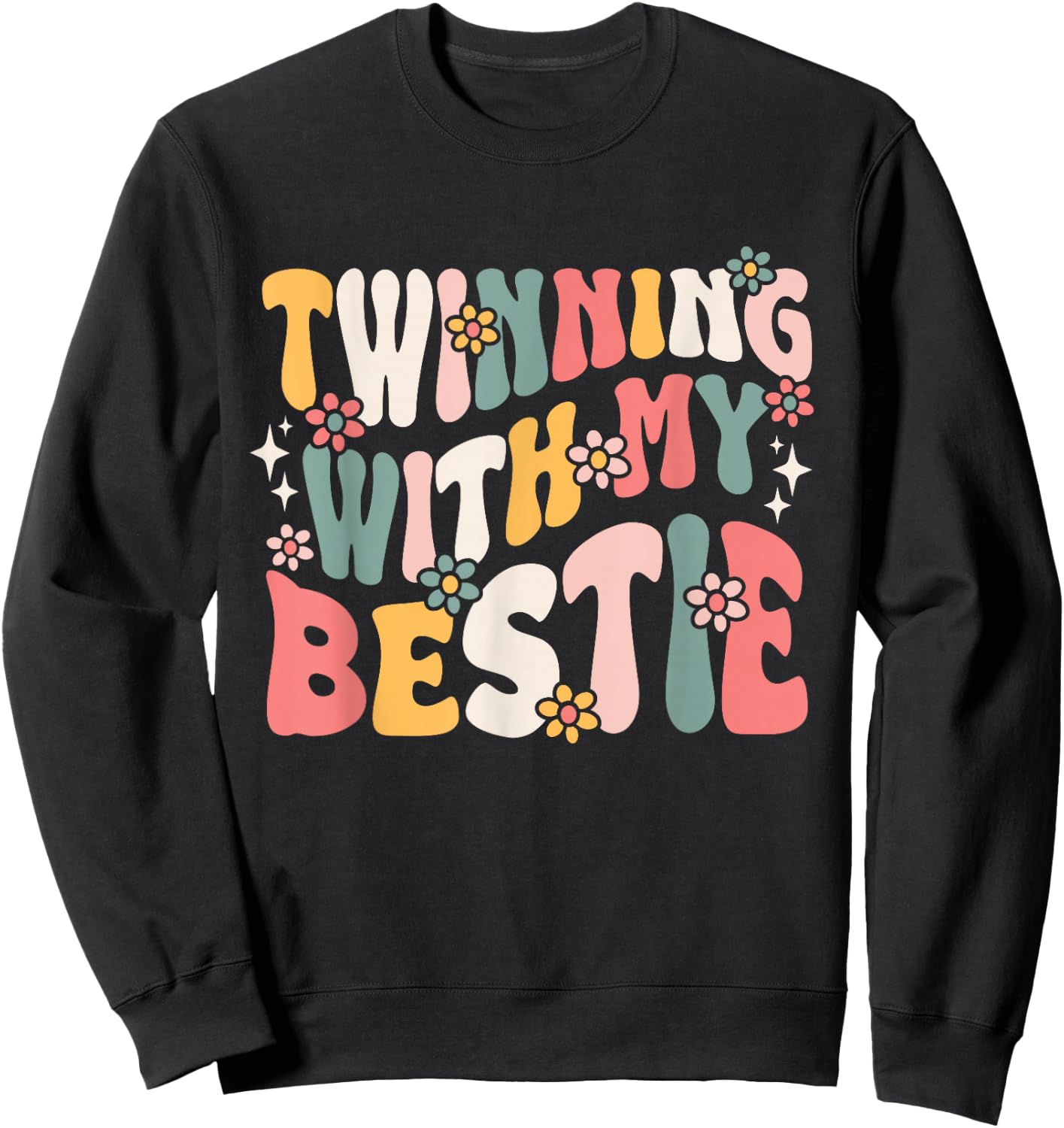 Twin Matching Twins Groovy Spirit Week Twins Day Sweatshirt - Sweatshirt | Black
