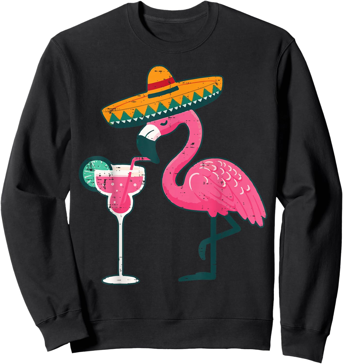 Mexican Flamingo Sombrero Cinco De Mayo Fiesta Women Men Kid Sweatshirt - Sweatshirt | Black