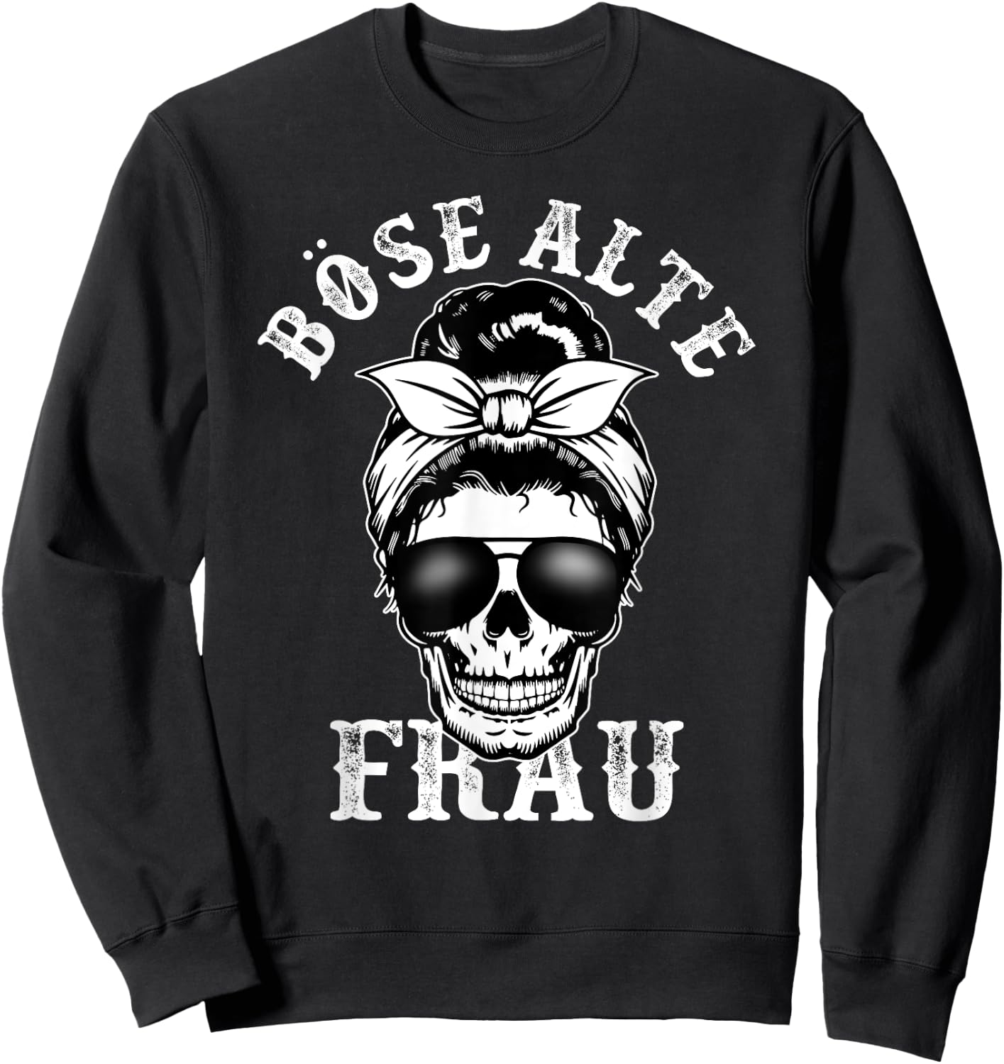 Böse Alte Frau unordentlicher Brötchenschädel Sweatshirt - Sweatshirt | Black