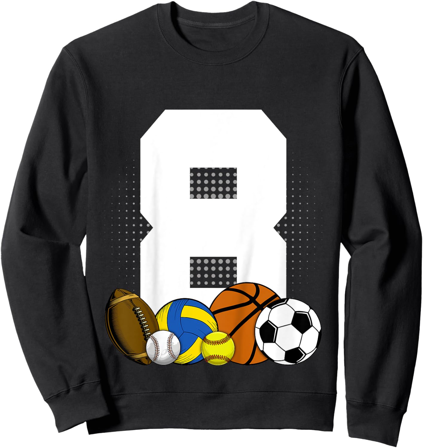 Kids 8 years Birthday Sports Kids Boys 8th Birthday Baller Sweatshirt - Sweatshirt | Black