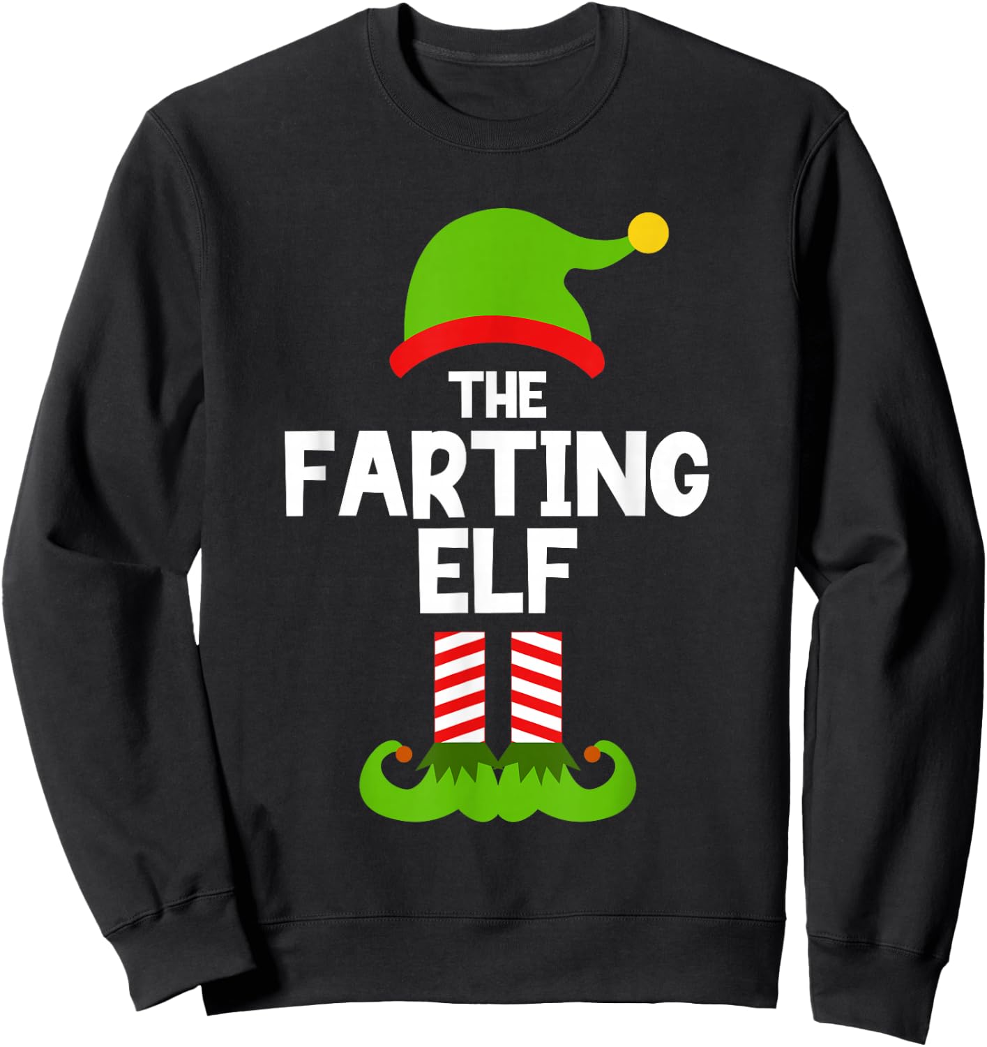 Funny The Farting Elf Christmas Family Party Pajama Fart Sweatshirt - Sweatshirt | Black