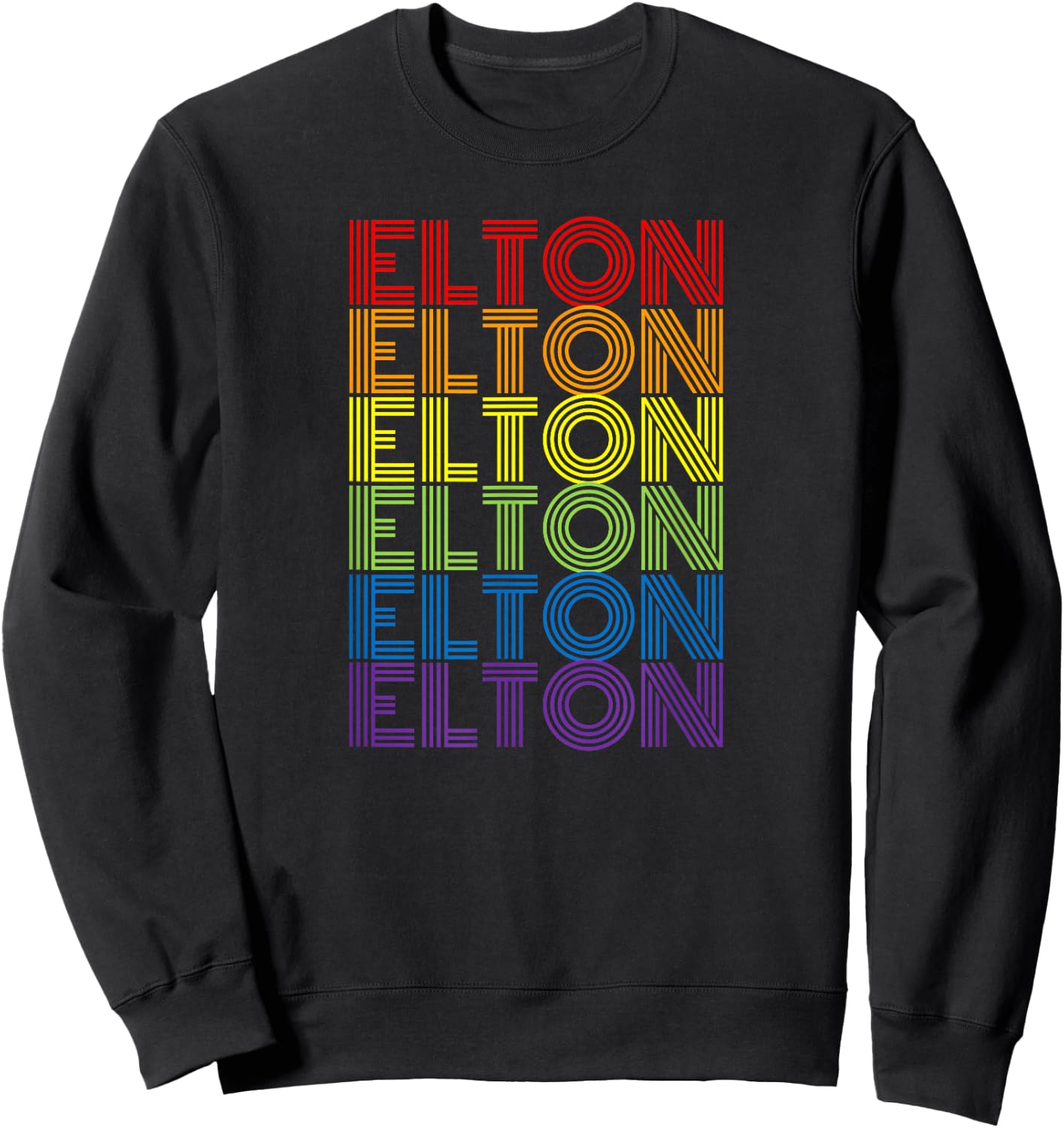 Retro Style Elton Rainbow Sweatshirt - Sweatshirt | Black