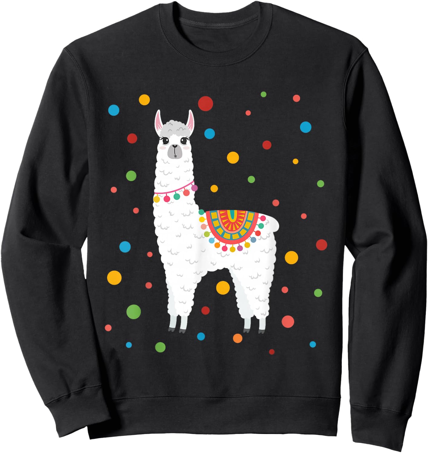 Dot Day Shirt Polka Dots Dotted Llama Kid Girls Youth Sweatshirt - Sweatshirt | Black
