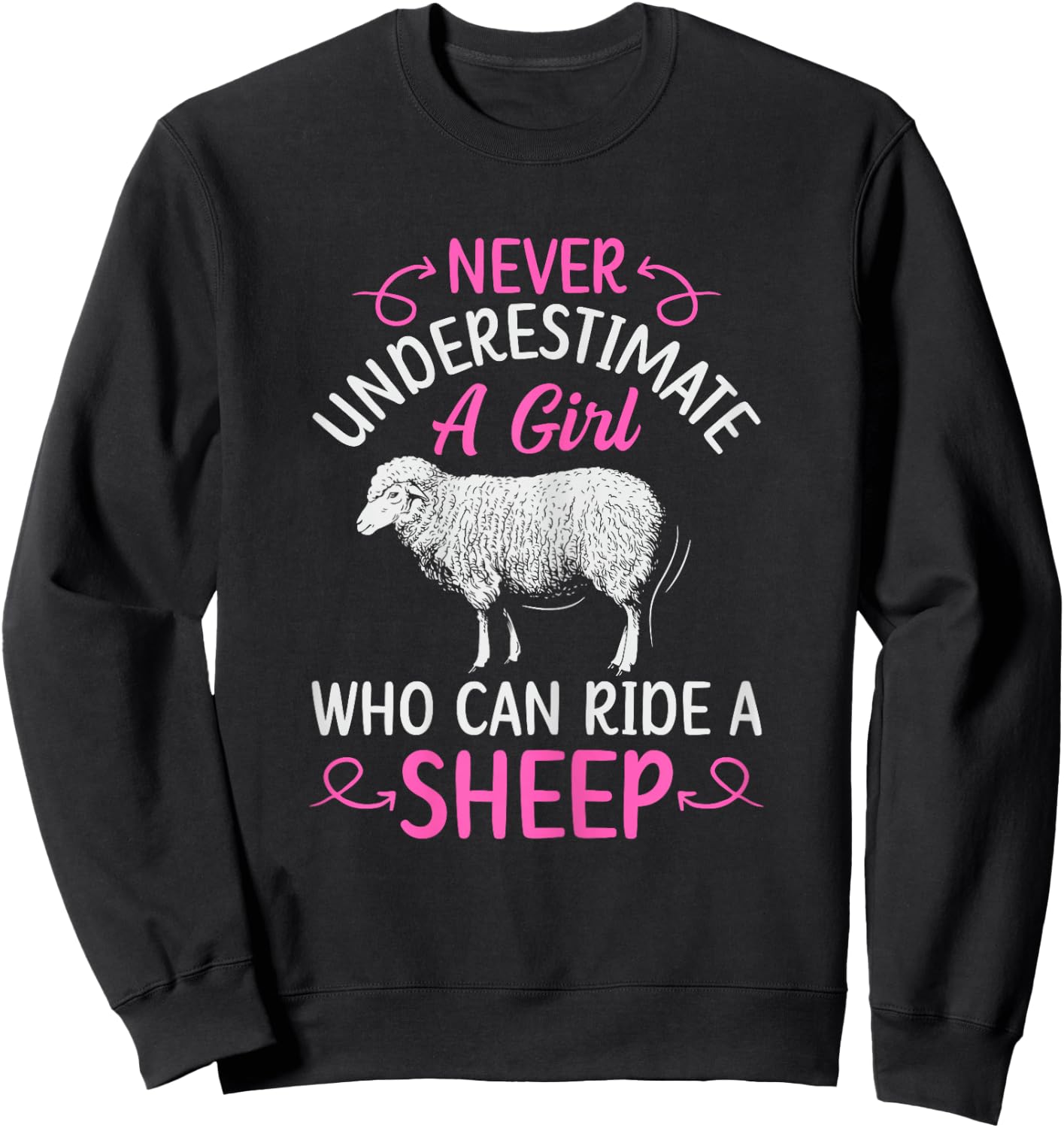 Youth Rodeo Mutton Busting Design for a Mutton Busting Girl Sweatshirt - Sweatshirt | Black