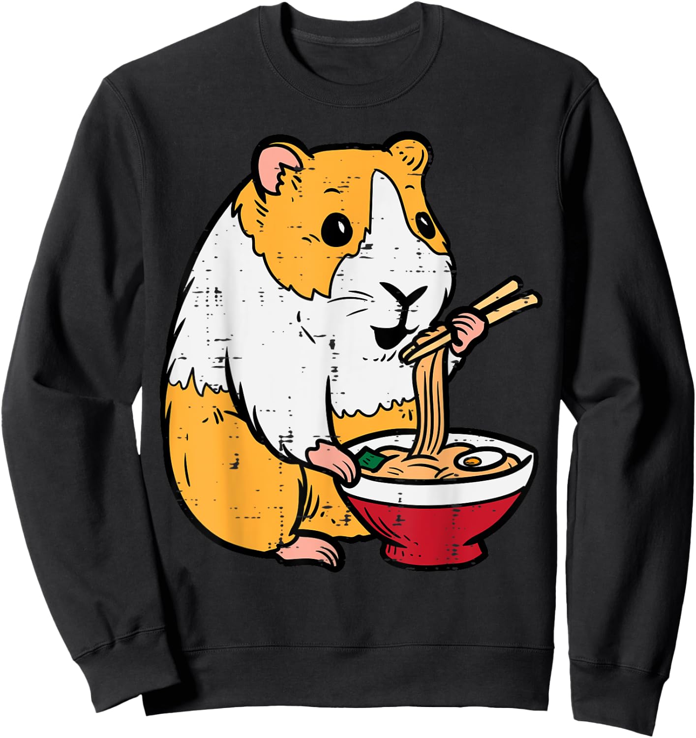 Guinea Pig Ramen Kawaii Cavy Anime Japanese Men Kids Women Sweatshirt - Sweatshirt | Black