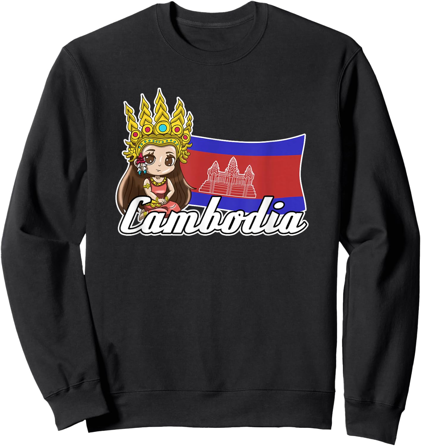 Cambodia Cambodian Flag Day Khmer Apsara Girl Sweatshirt - Sweatshirt | Black