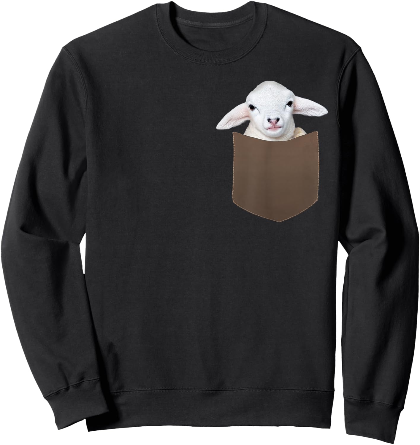 Cute Baby Lamb Shirt – Little Sheep with Soft Ears in Pocket Sweatshirt - Sweatshirt | Black