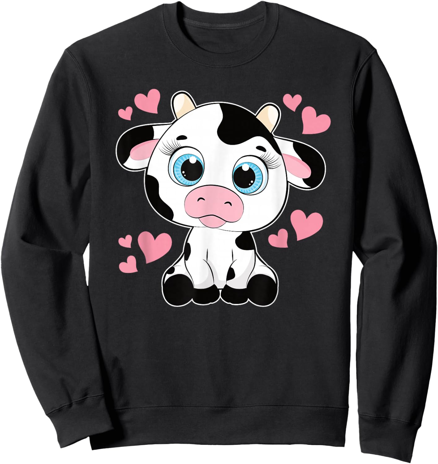Cute Cow Pattern Kawaii Cow Lover Women Girls Kids Toddlers Sweatshirt - Sweatshirt | Black