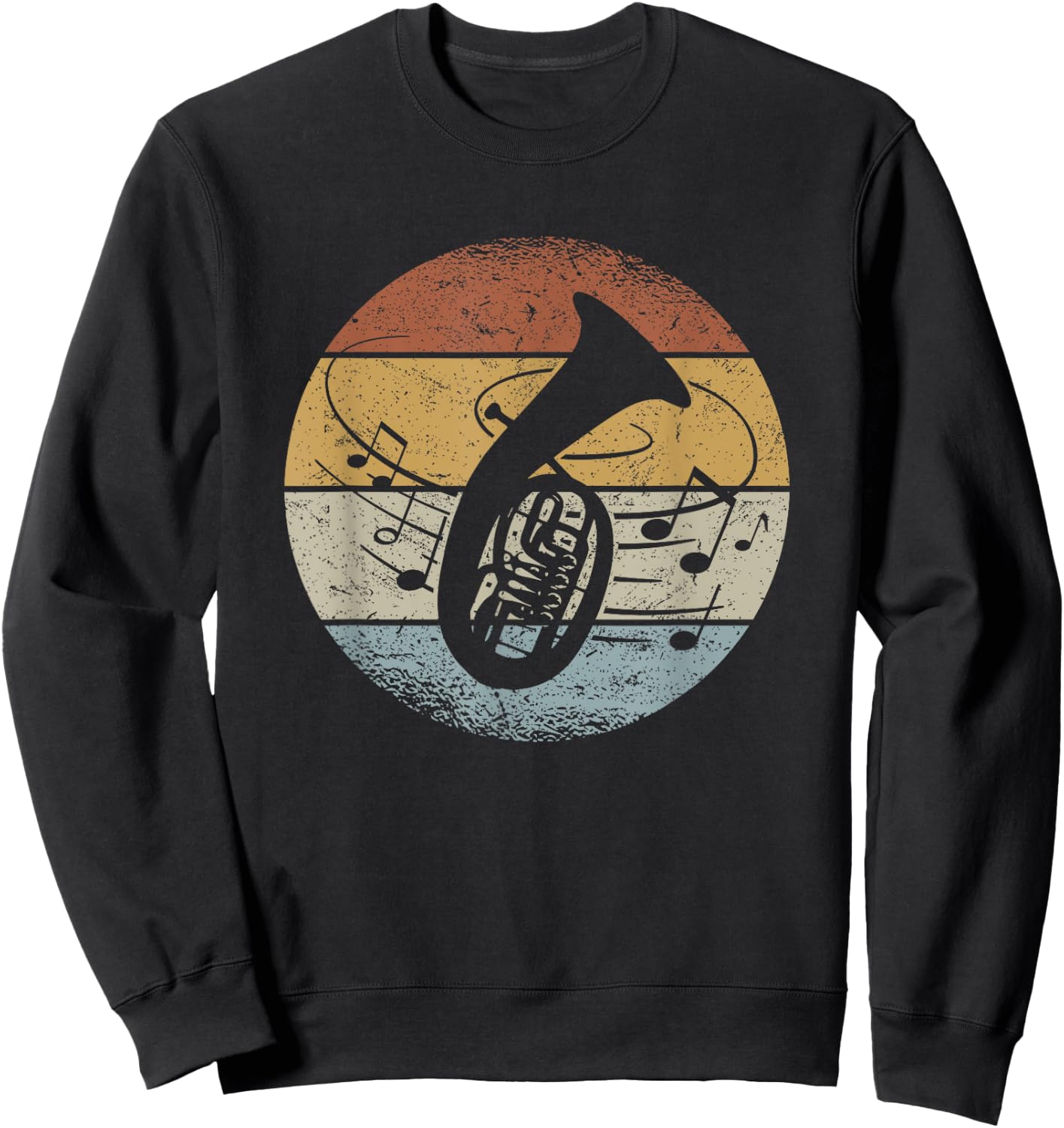 Tenor Hornist Orchestra Musician Notes Retro Tenor Horn , black, s Sweatshirt - Sweatshirt | Black