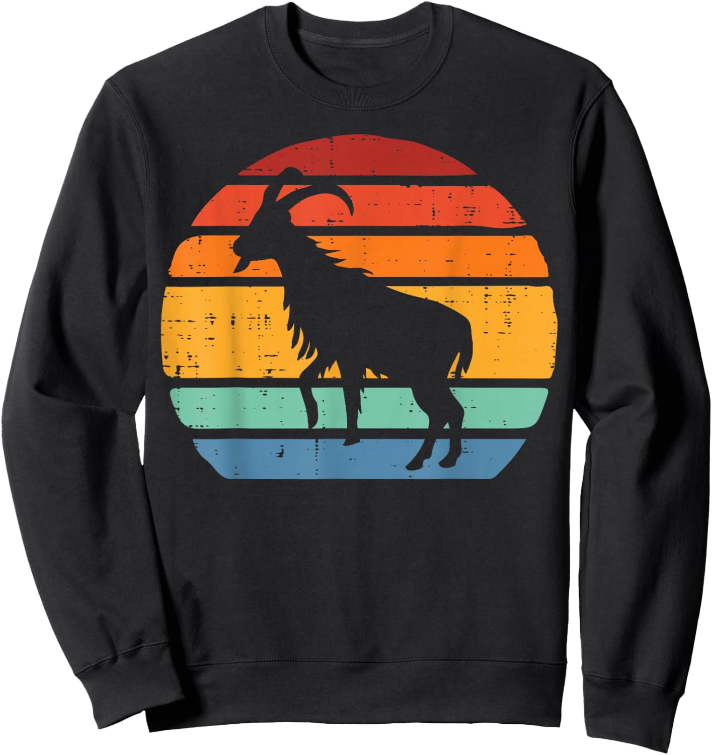Goat Silhouette Sunset Retro Livestock Farmer Men Women Kid Sweatshirt - Sweatshirt | Black