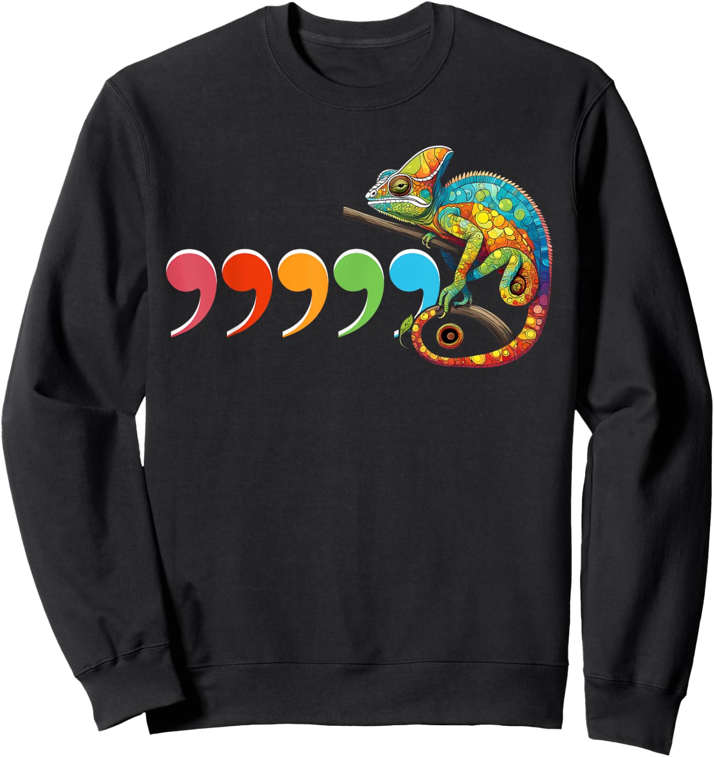 Comma Chameleon Funny 80's Throwback Sweatshirt - Sweatshirt | Black