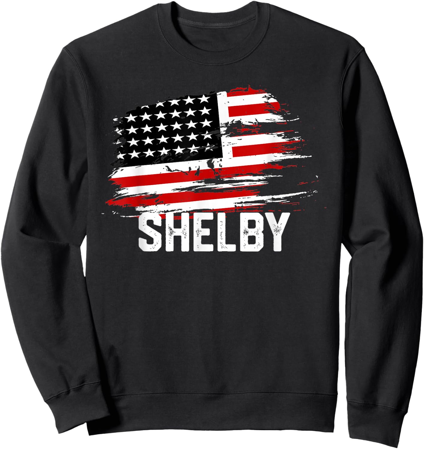 SHELBY USA Flag Personalized 4th of July SHELBY Sweatshirt - Sweatshirt | Black
