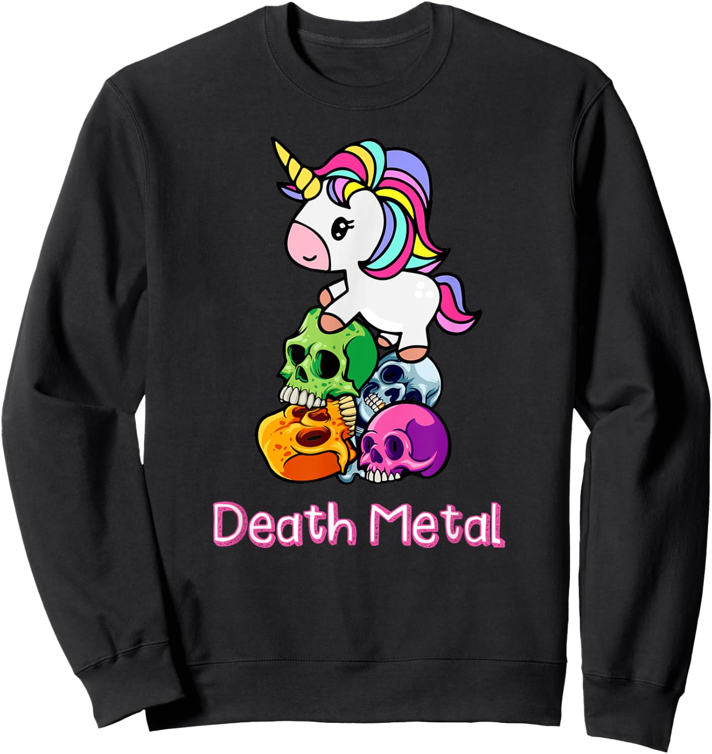 Death Metal Unicorn. Funny Cute Rock Metal, Emo, Alternative Sweatshirt - Sweatshirt | Black