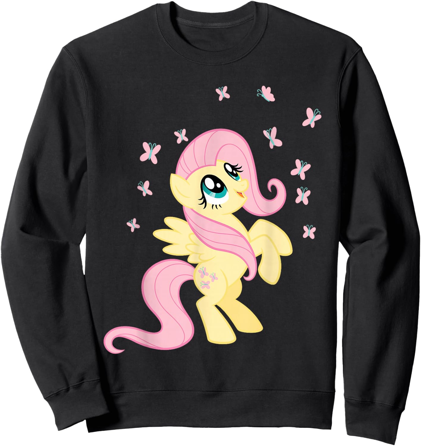 My Little Pony Fluttershy Surrounded by Butterflies Sweatshirt - Sweatshirt | Black
