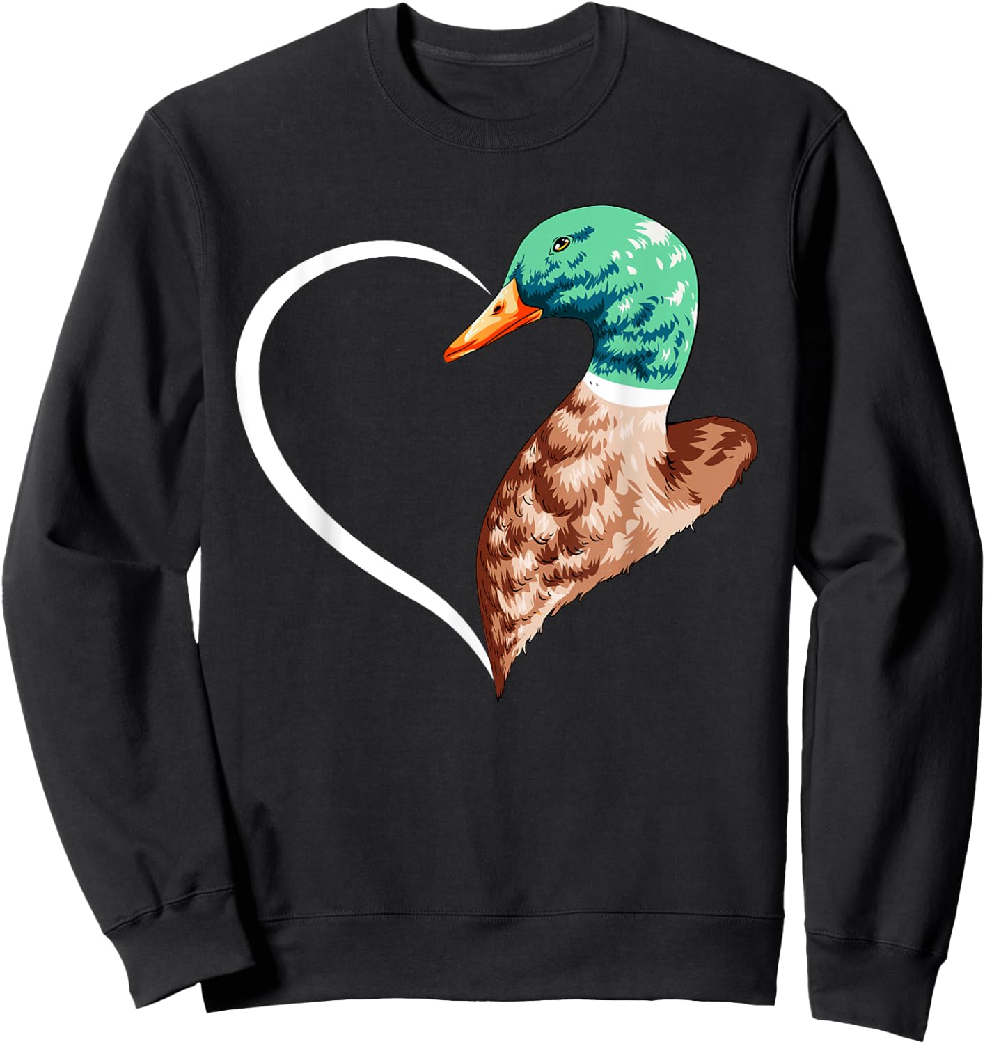 Duck Shirts Girls Kids Heart Cute Duck Sweatshirt - Sweatshirt | Black