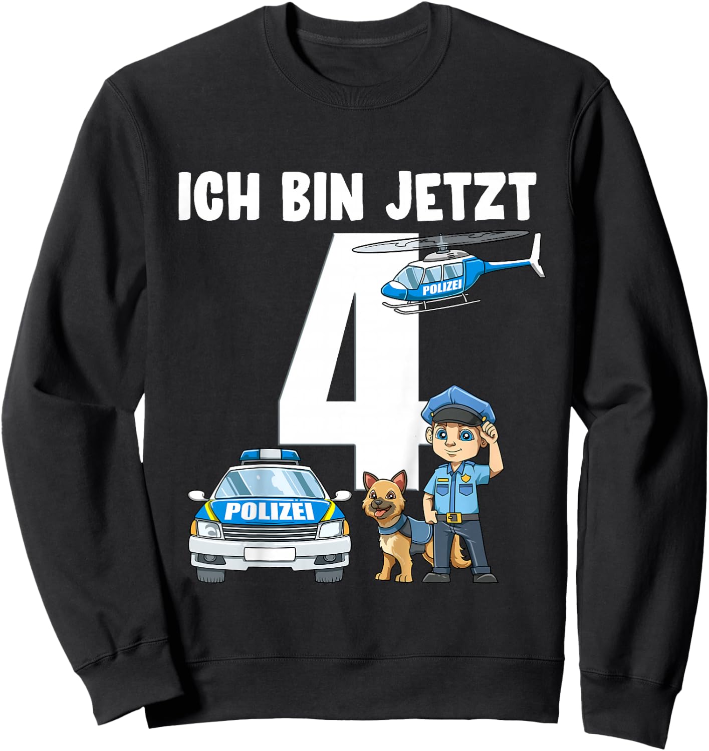 Children's 4th Birthday Police Shirt - 4 Years Old Gift , black Sweatshirt - Sweatshirt | Black