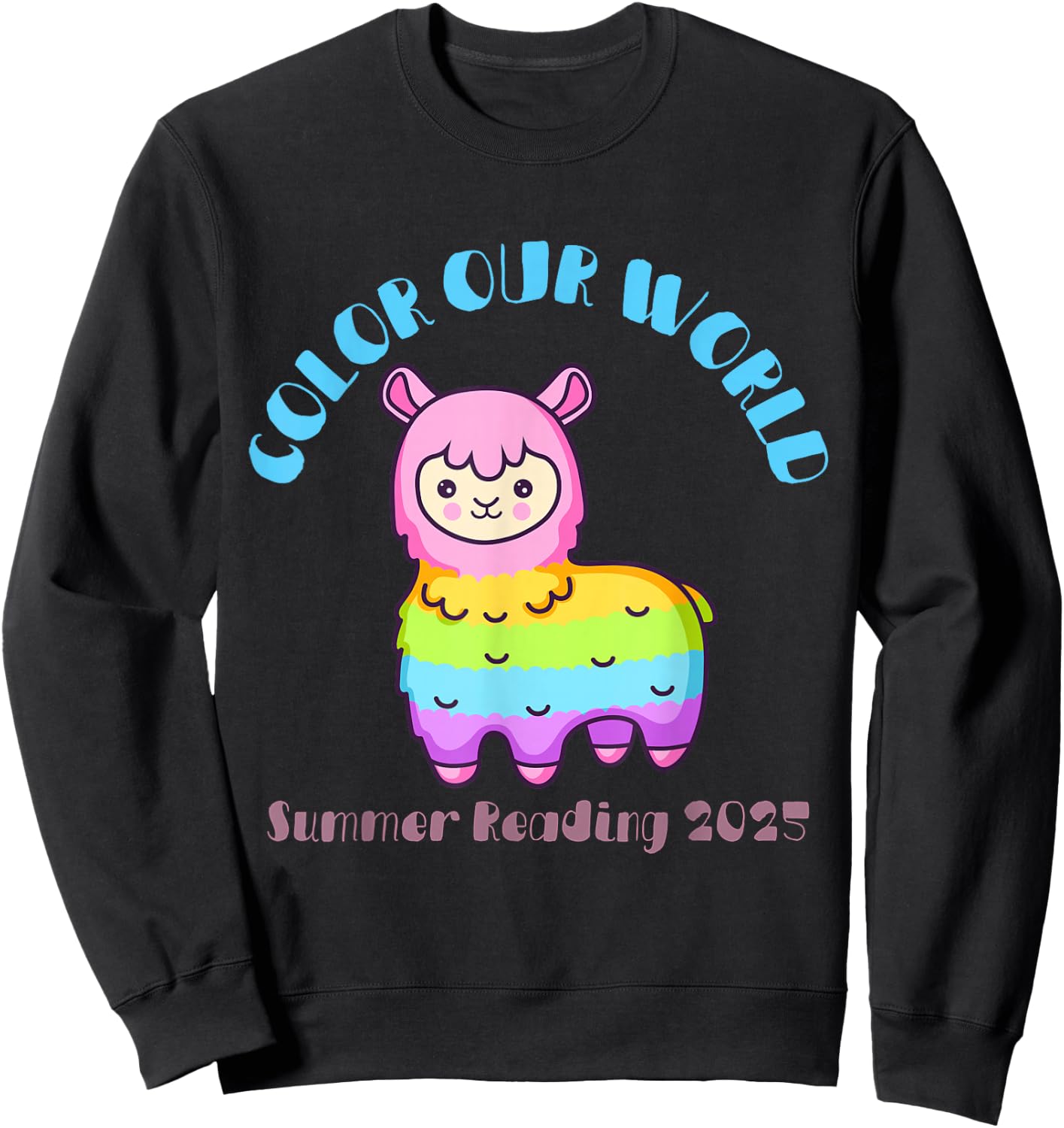 Color Our World Summer 2025 Reading Program- Llama Sweatshirt - Sweatshirt | Black