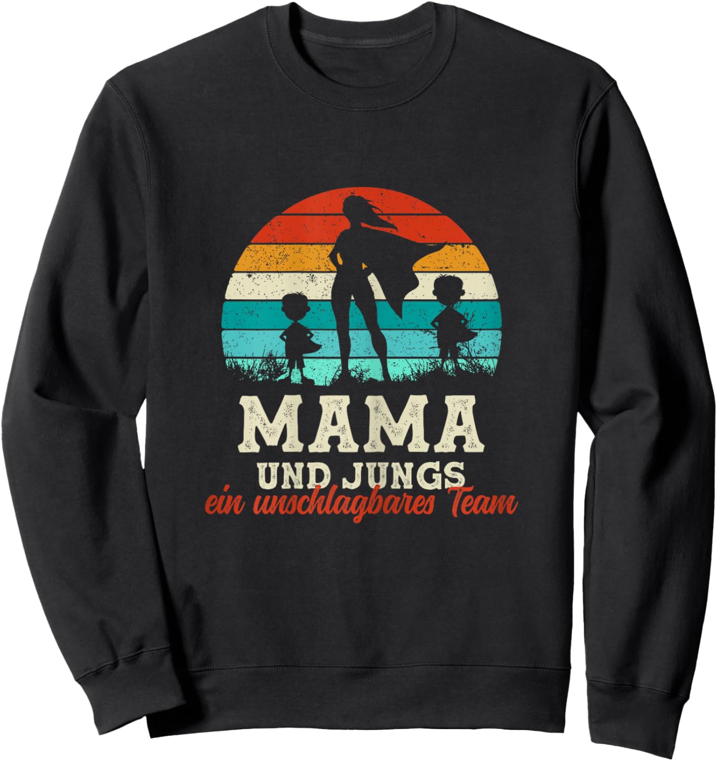 Team Mama Zwei Söhne Superheld Muttertag Stolze Super Mama Sweatshirt - Sweatshirt | Black
