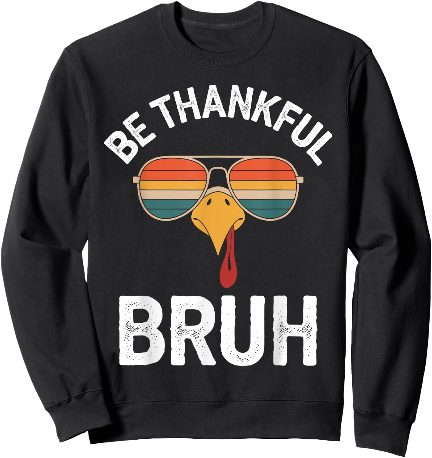 Bruh Thanksgiving Funny Thankful Turkey Boys Kids Sweatshirt - Sweatshirt | Black