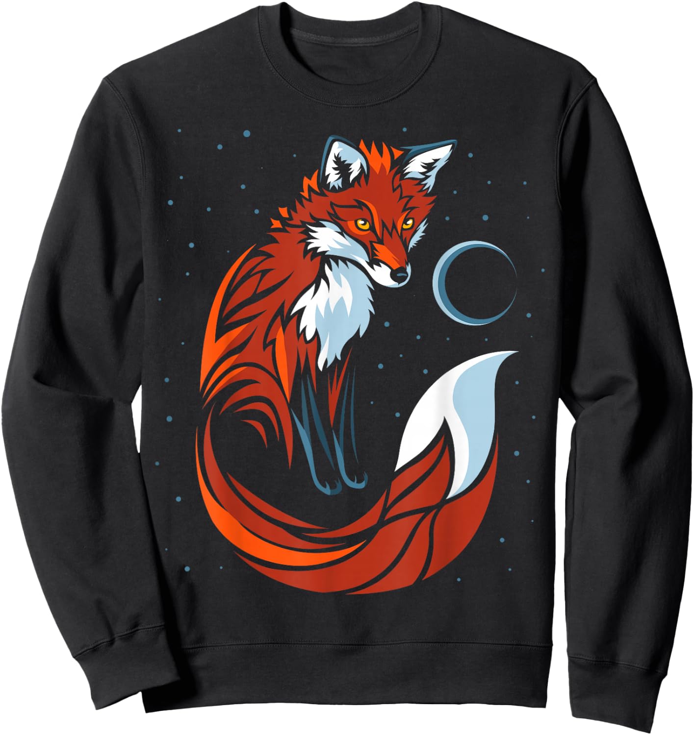 Tribal Tail Fox Graphic Design Sweatshirt - Sweatshirt | Black