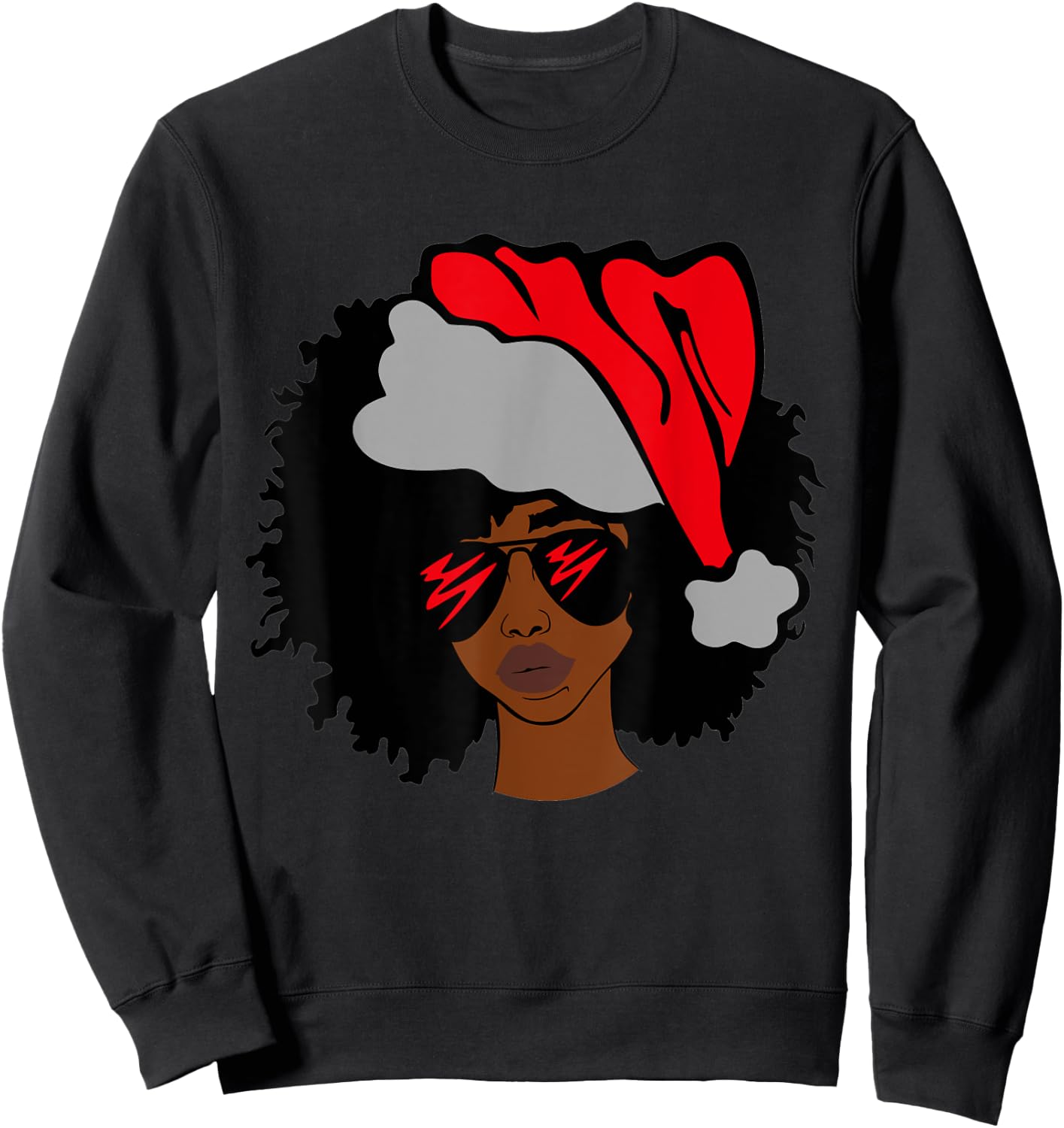 American African Christmas Santa Claus Sweatshirt - Sweatshirt | Black