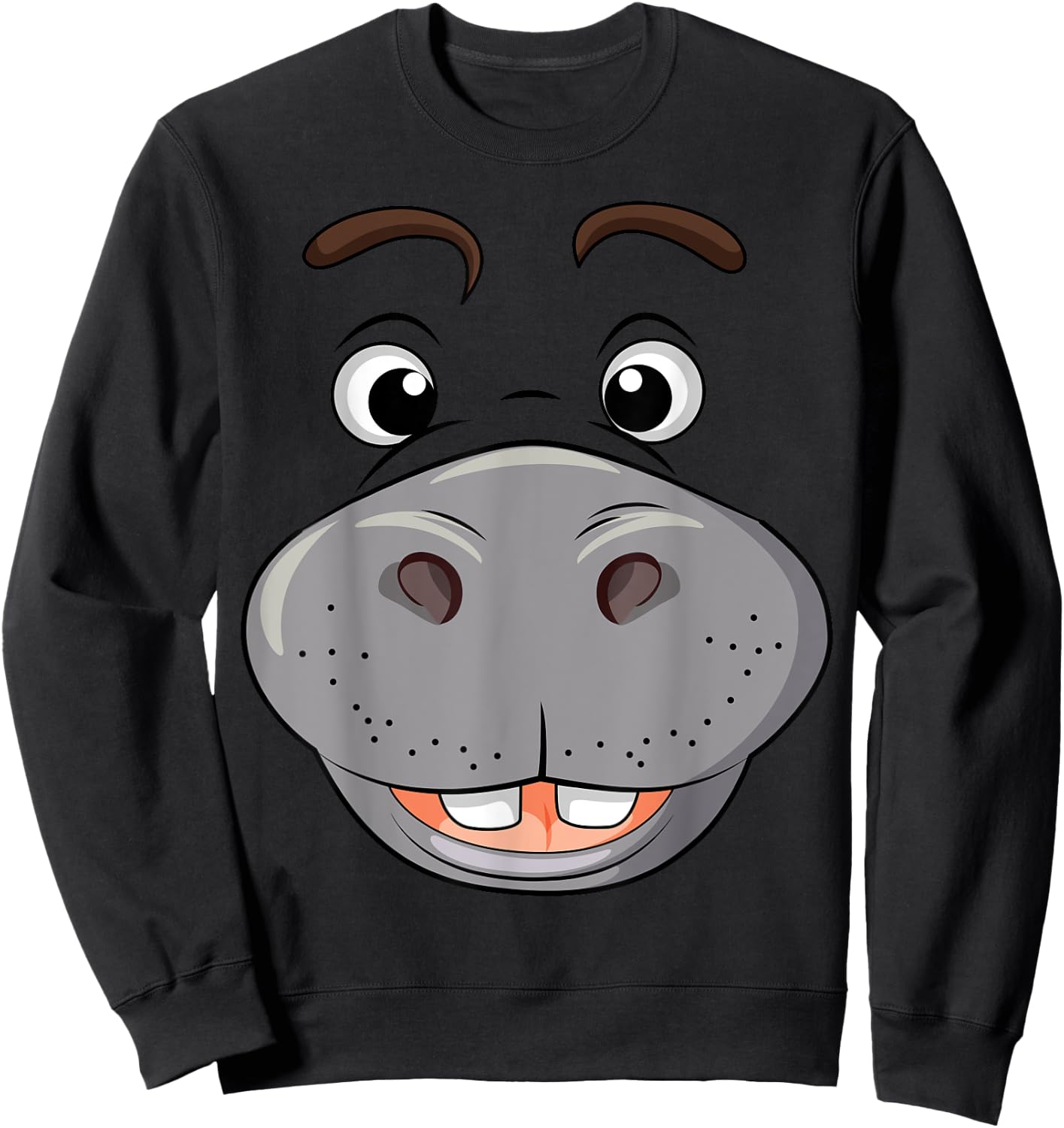 Funny Hippopotamus Hippo Face Cosplay DIY Costume Halloween Sweatshirt - Sweatshirt | Black