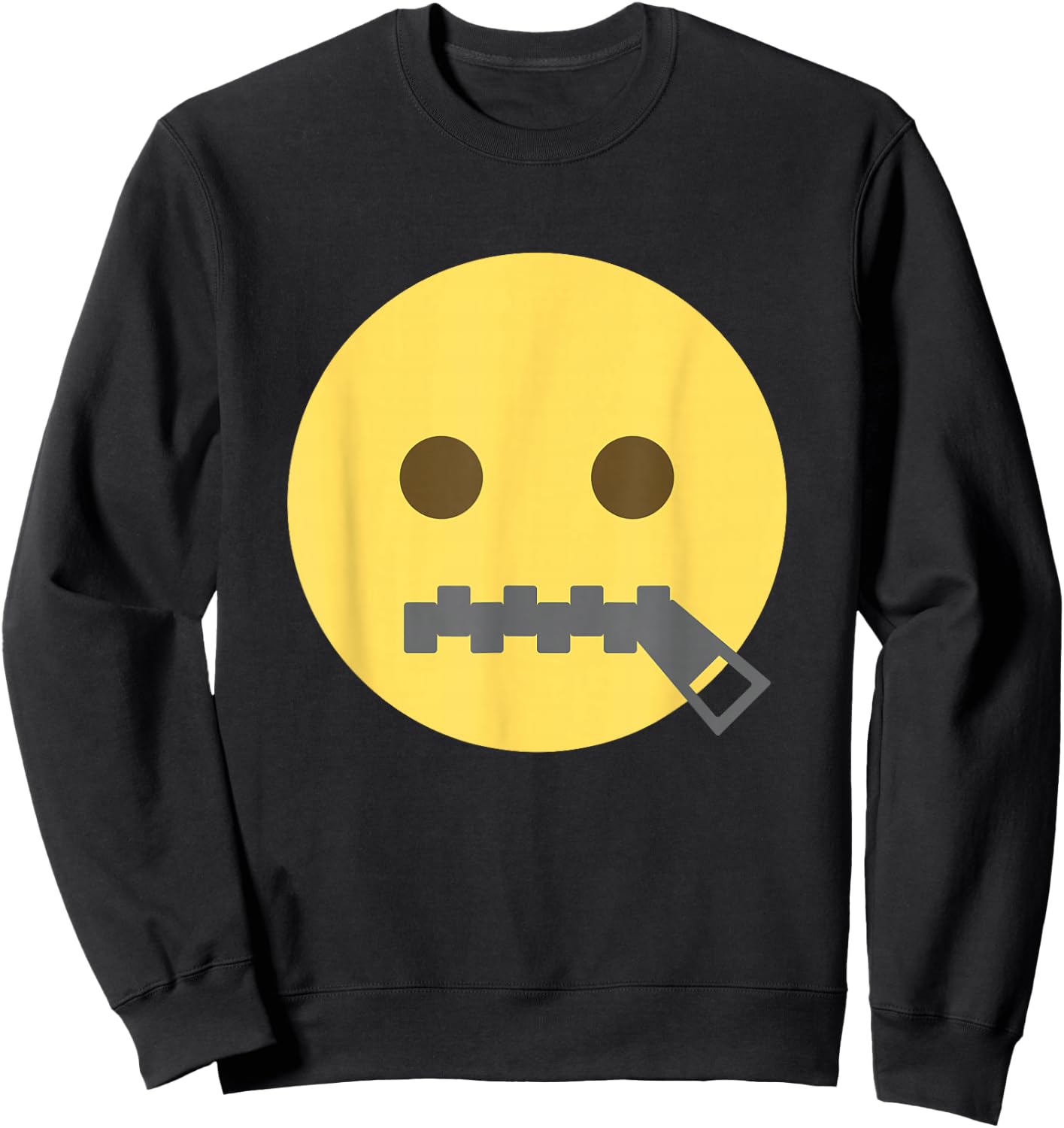 Zipper-Mouth Face Emoticon Lips Sealed Zip It Sweatshirt - Sweatshirt | Black