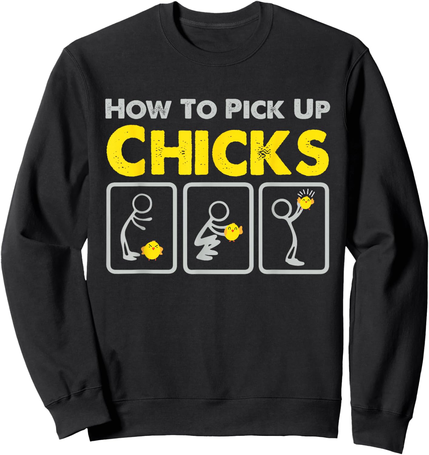 How to Pick up Chicks Funny Sarcastic Joke for Man Woman Sweatshirt - Sweatshirt | Black