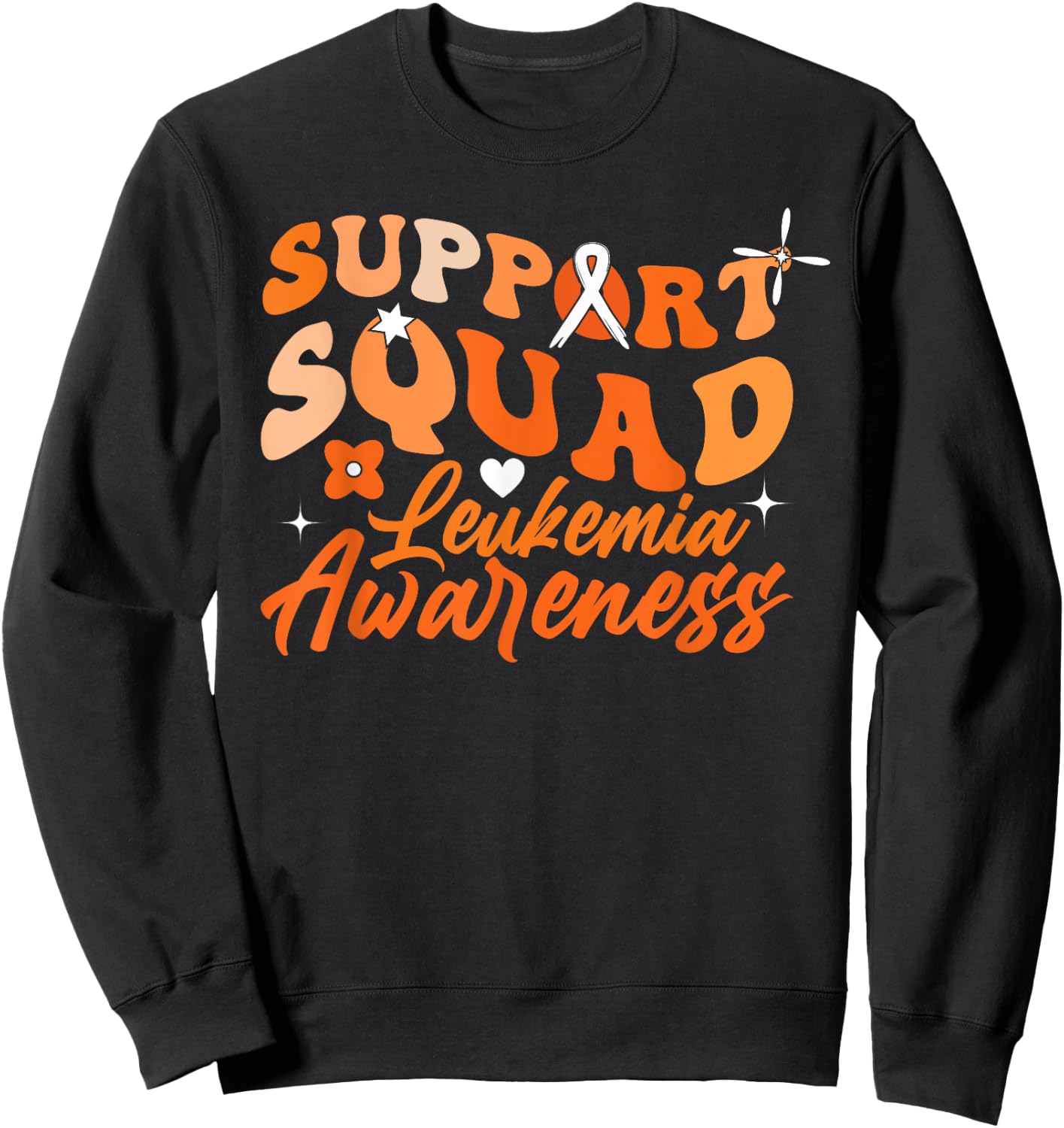 Support Squad Orange Ribbon Leukemia Blood Cancer Awareness Sweatshirt - Sweatshirt | Black