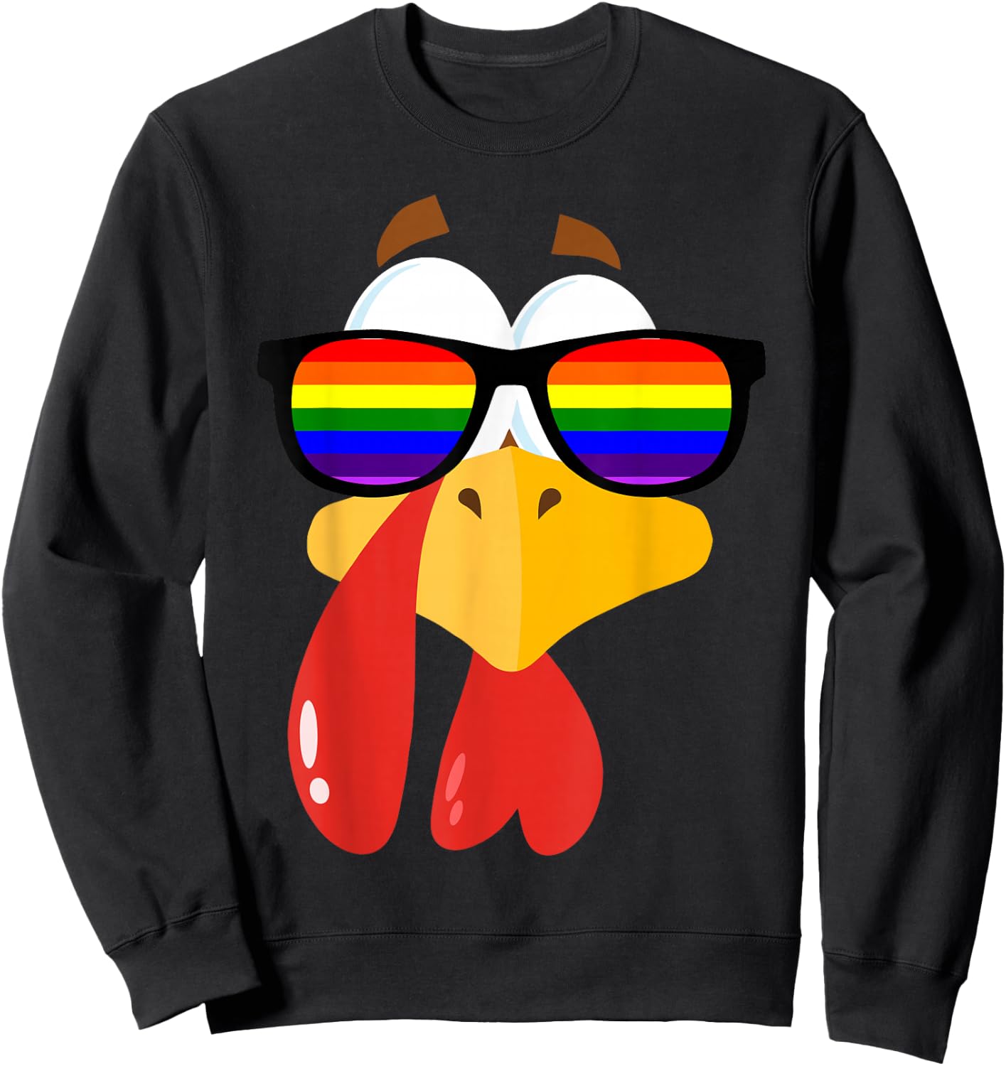 LGBT Pride Sunglasses Rainbow Turkey Proud LGBT Thanksgiving Sweatshirt - Sweatshirt | Black