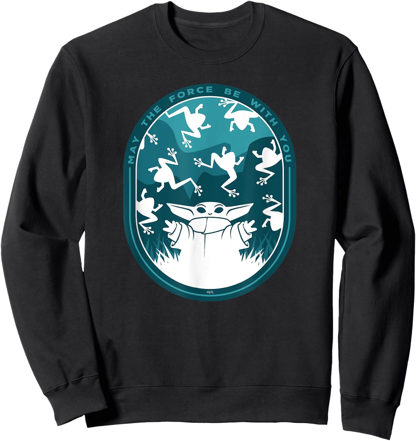 Star Wars The Mandalorian Grogu & Frogs May the Force Sweatshirt - Sweatshirt | Black