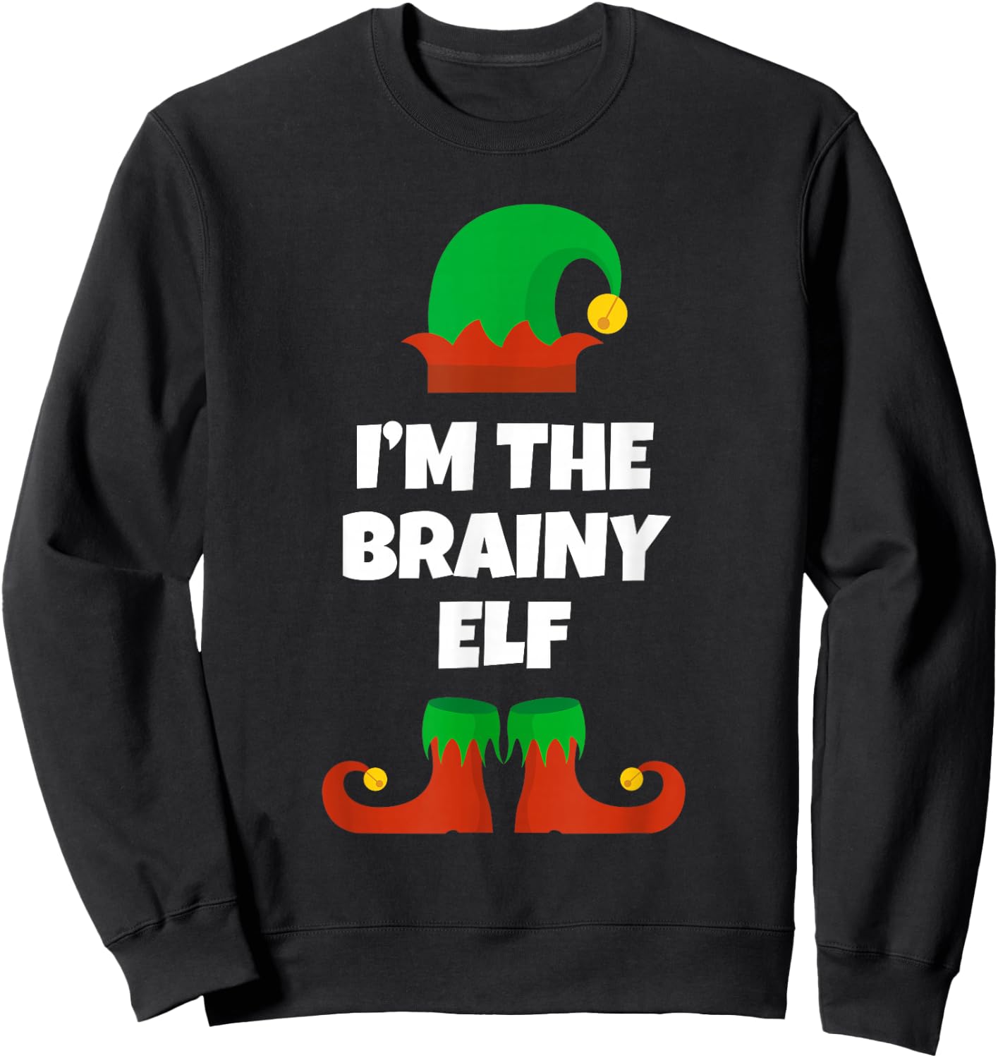 I'm The Brainy Elf Family Pajama Christmas Funny Brain Sweatshirt - Sweatshirt | Black